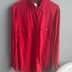 Sag Harbor Vibrant Red Silk Blouse